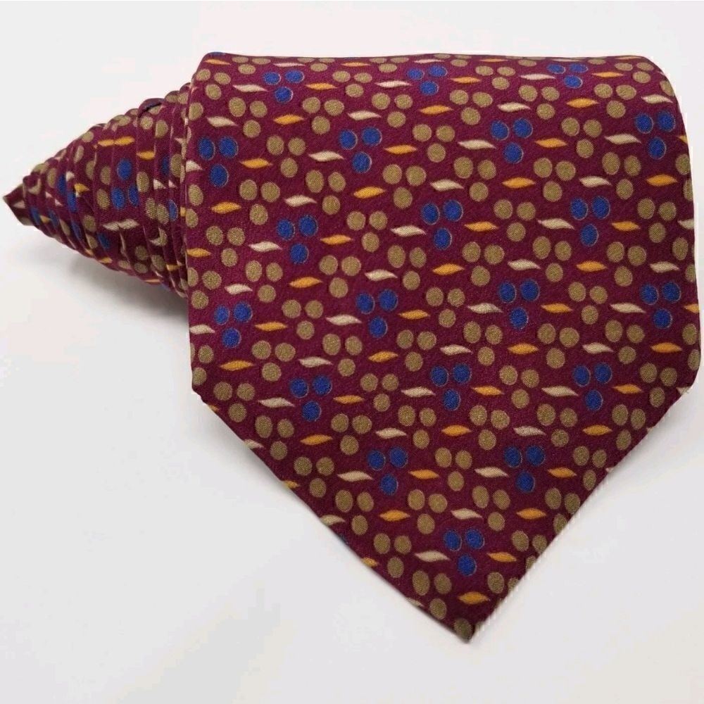 Vtg Chaps Ralph Lauren Maroon Blue Polka Dot Tie